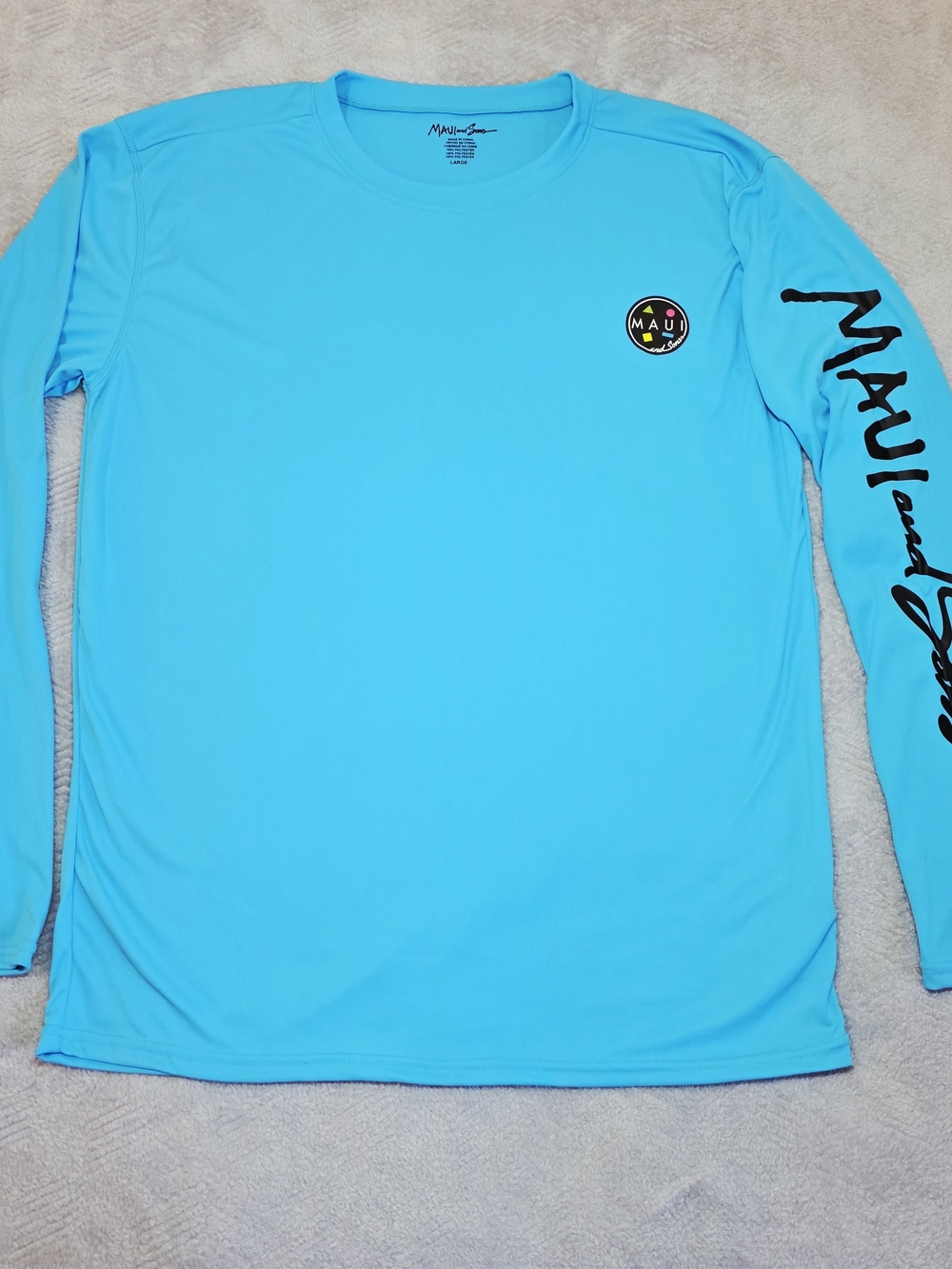 Maui and Sons UPF 50+ Long Sleeve Sun Shirt Turquoise L
